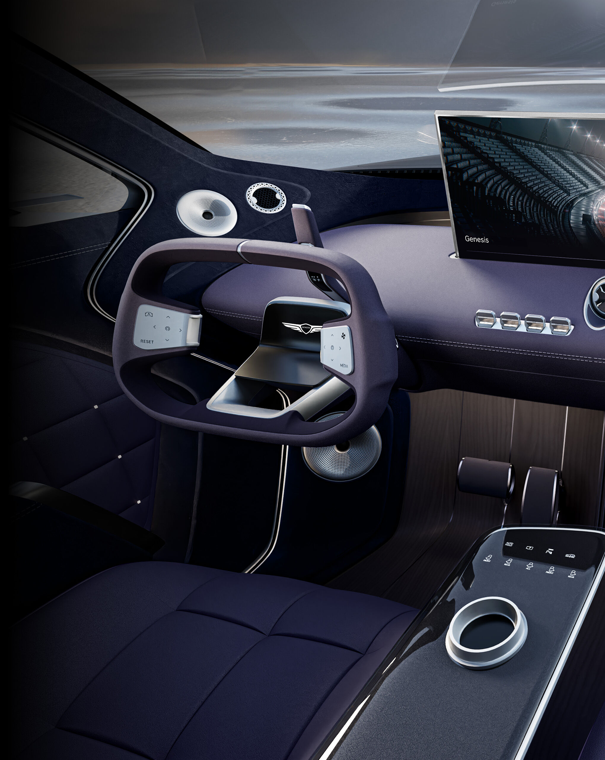 Closeup of the Neolun Concept steering wheel 
