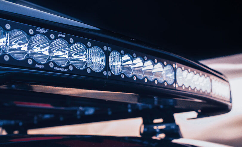 Headlights of the GV80 Desert Edition Concept with LED auxiliary lighting system.