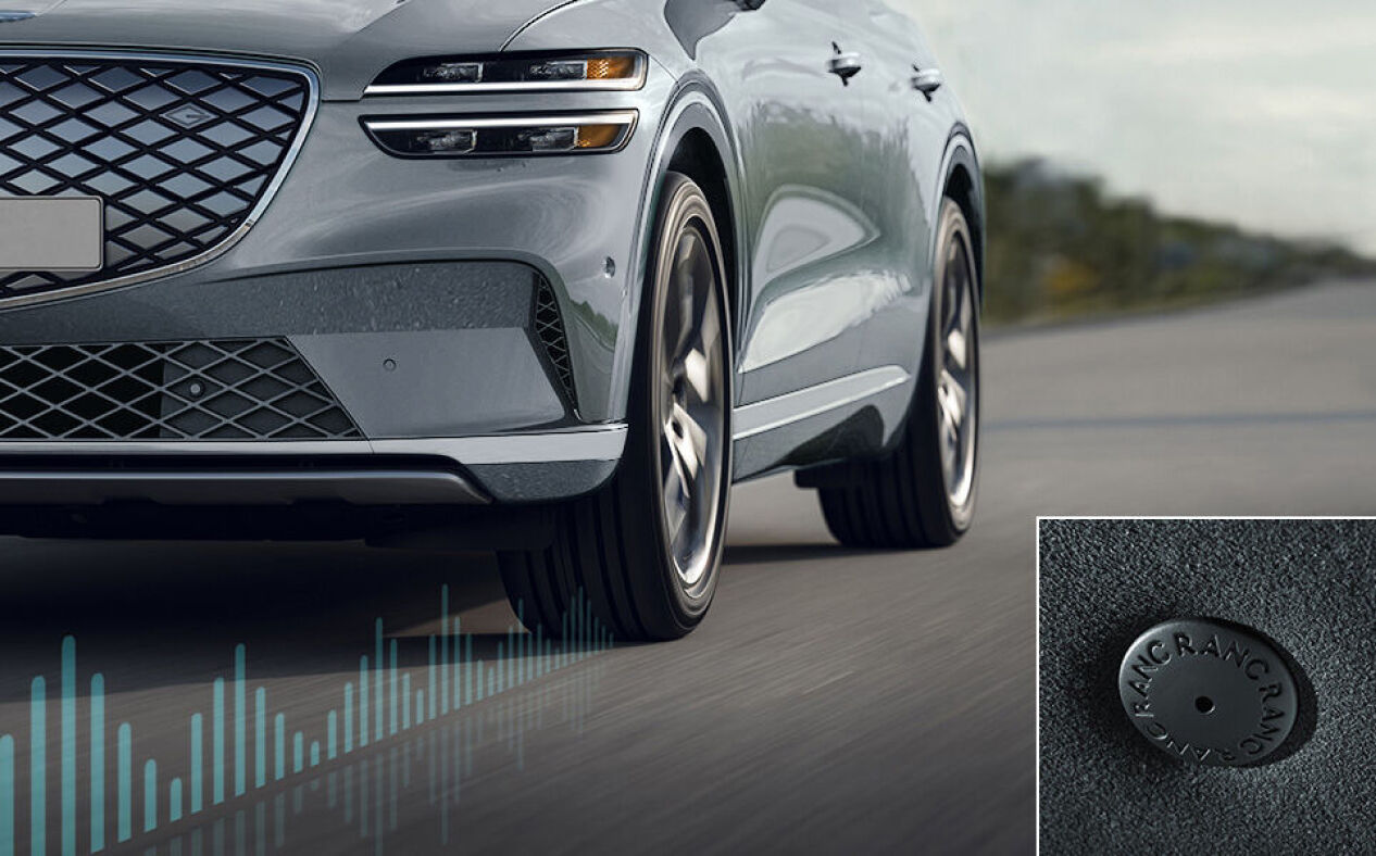 A close-up of the black sound-absorbing materials used to achieve Road Active Noise Control.
