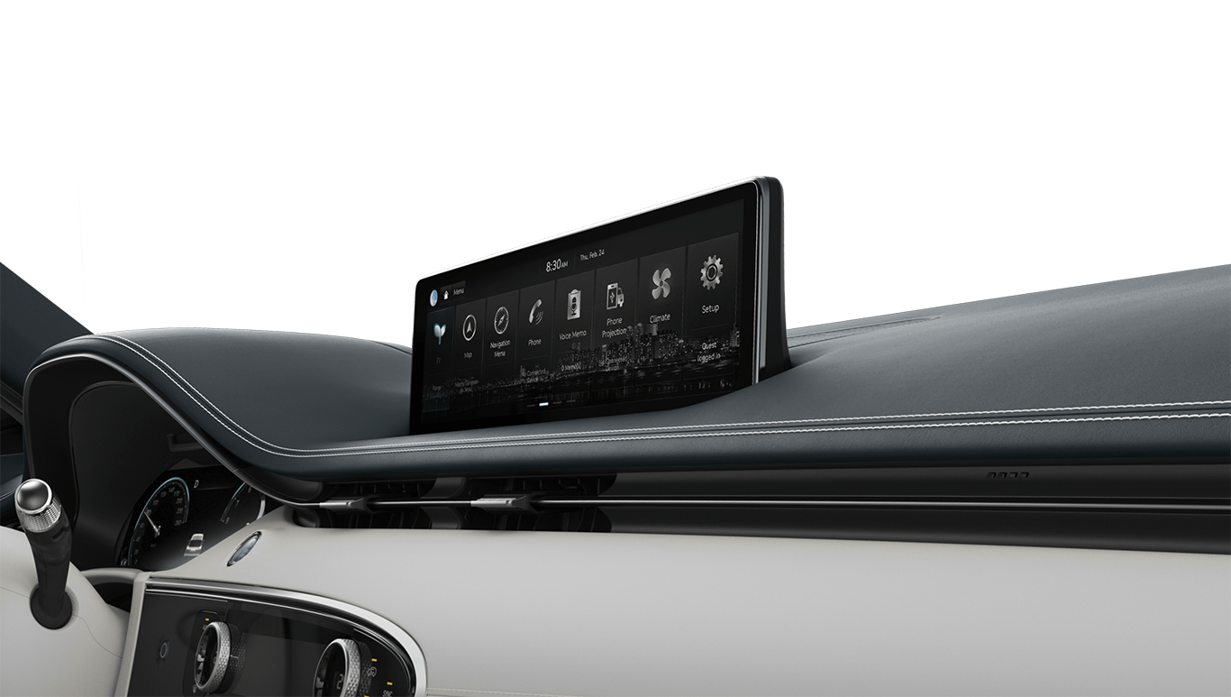 An angled close-up of the 14.5-Inch Genesis Infotainment.
