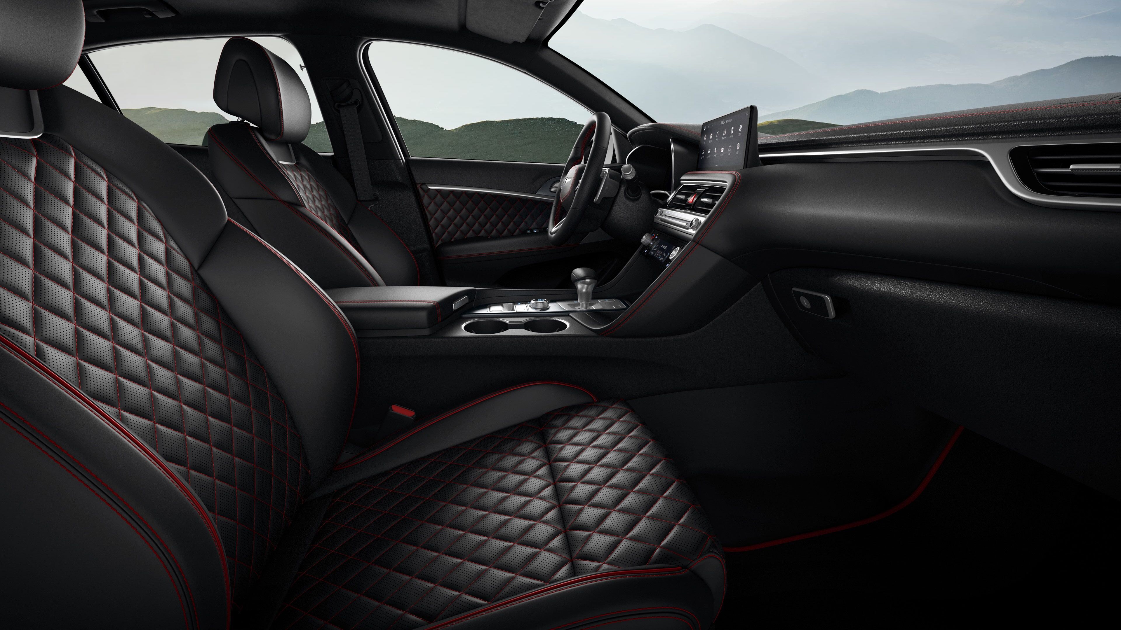 Obsidian Black Mono Tone with Red Stitch Sport interior
