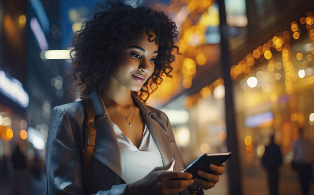 Woman looking down at her phone