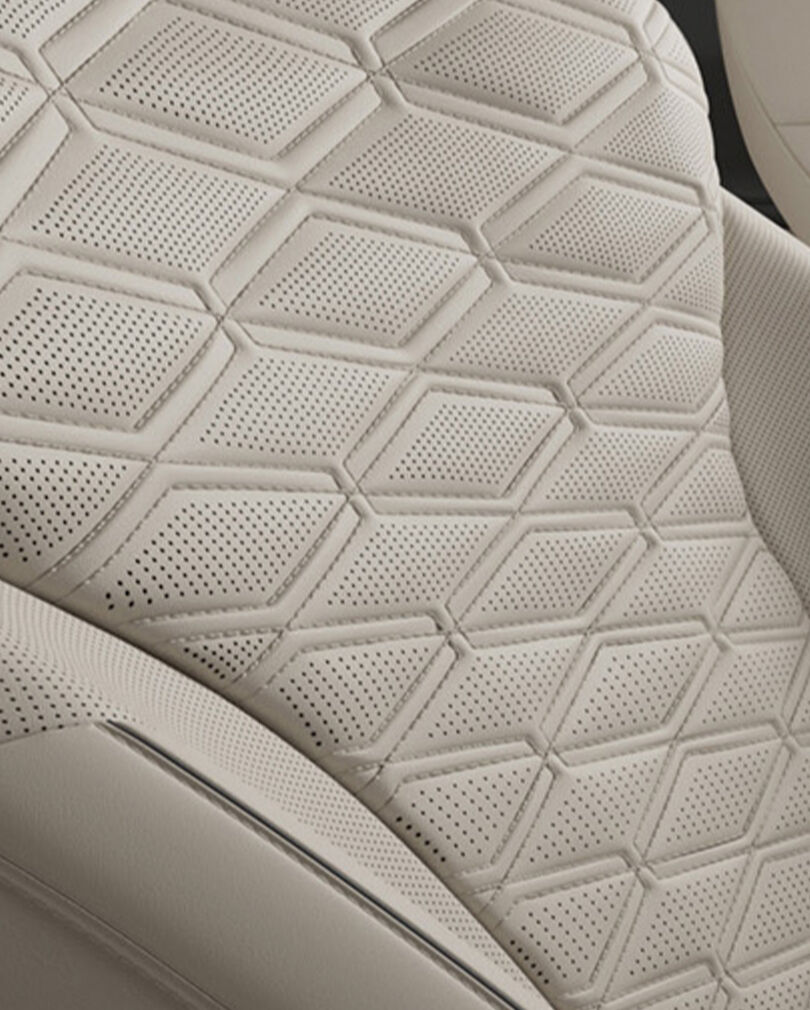 A close-up of the Prime Nappa Leather Seats inside G80.