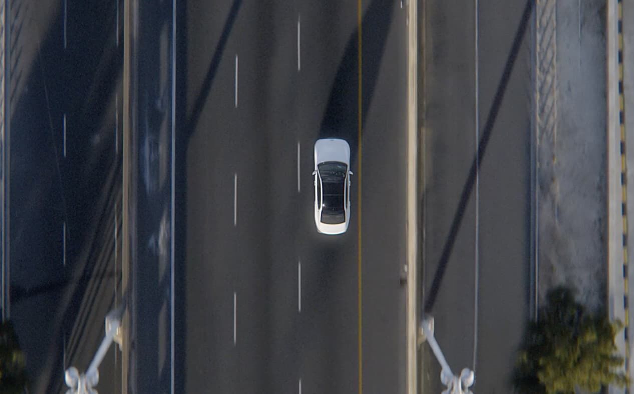 An aerial view of Uyuni White G90 driving.