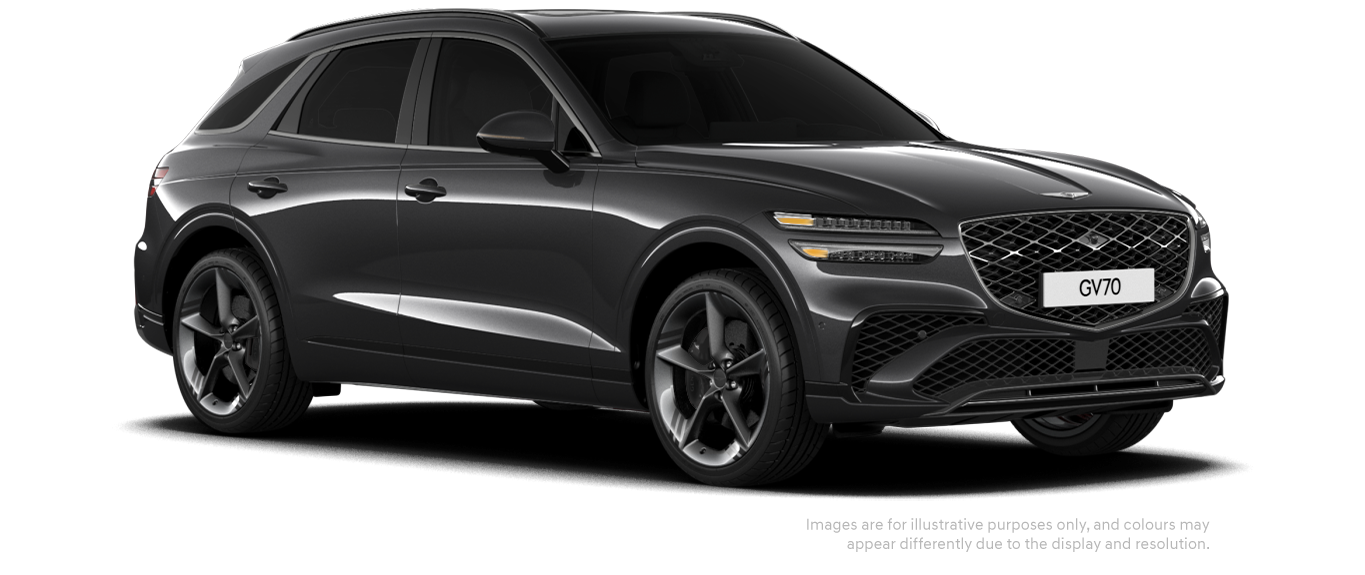 GV70 sport model in Glossy Makalu Gray colour.