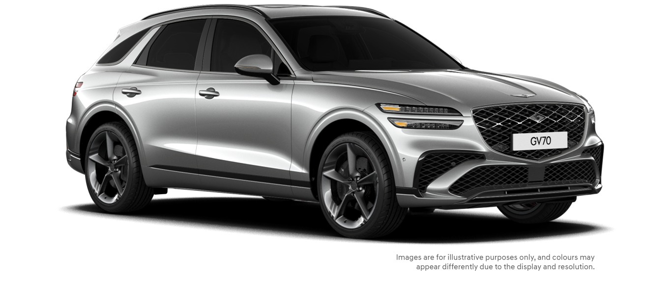 GV70 sport model in Glossy Seville Silver colour.