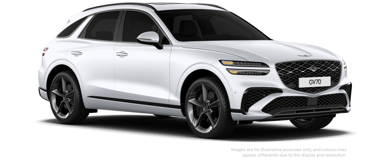 GV70 sport model in Matte Mattehorn White colour.