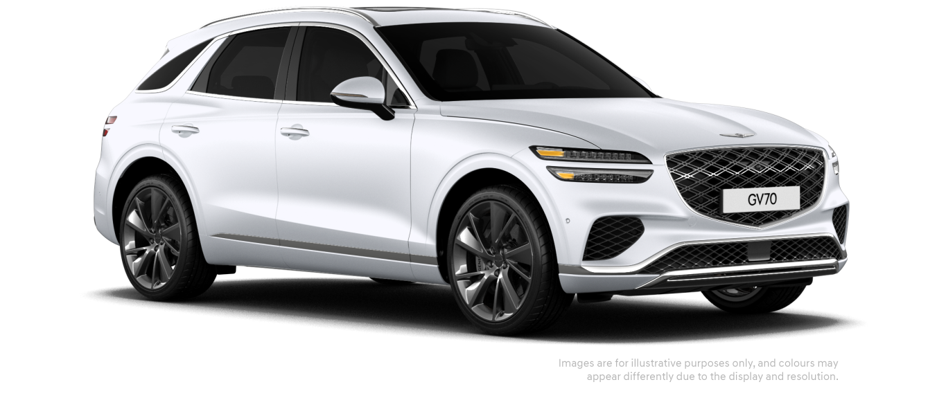 GV70 Prestige model in Matte Mattehorn White colour.