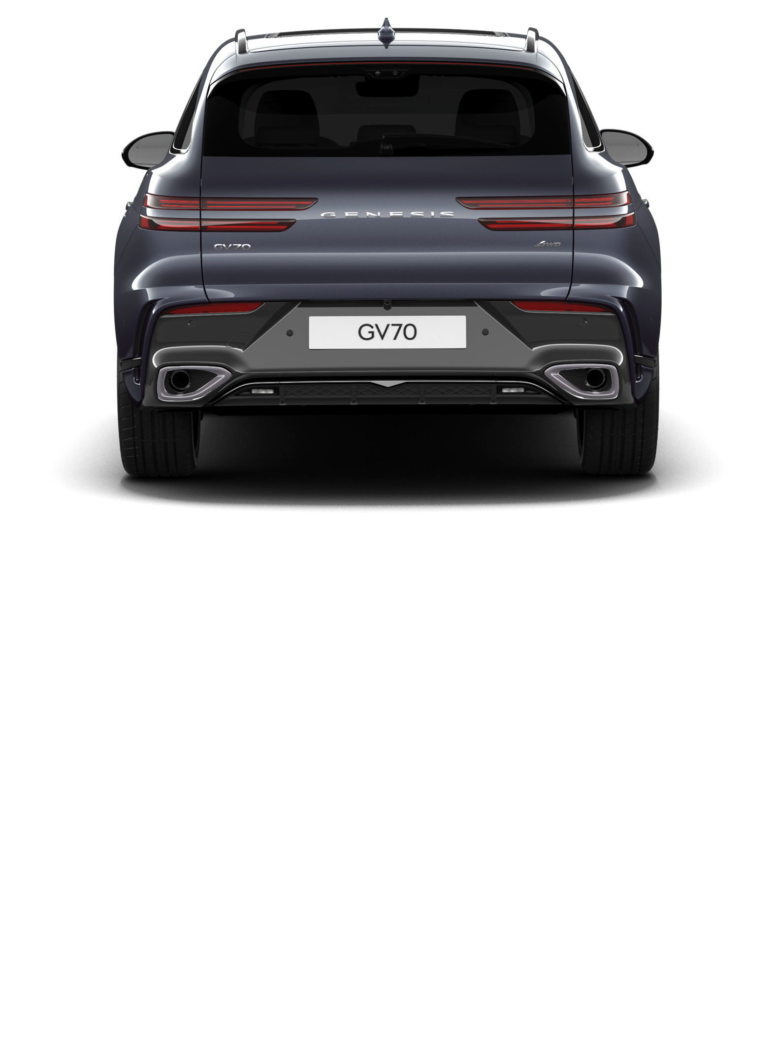 You can see the rear of a Ceres Blue GV70 with the Sports Package.