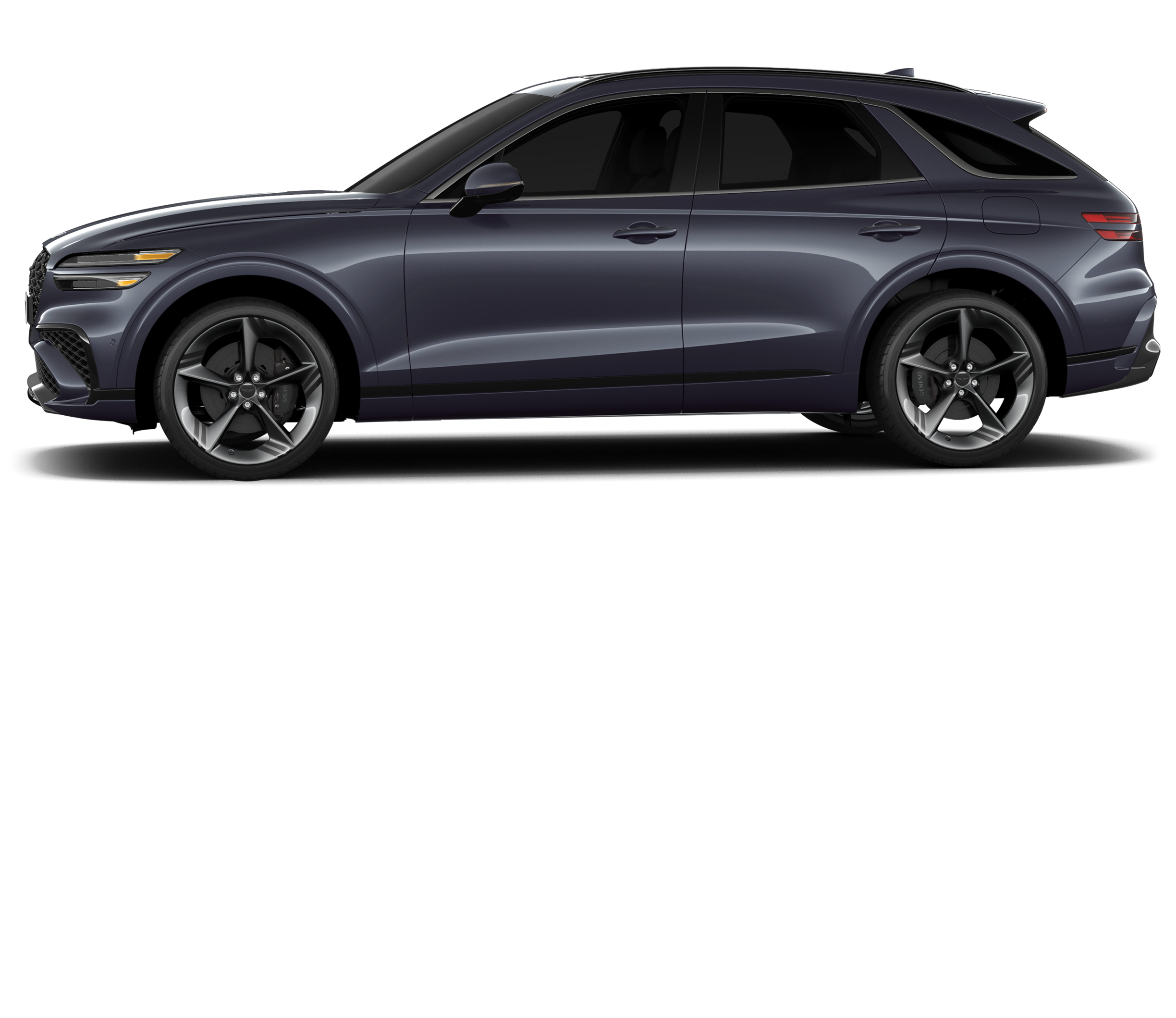You can see the left side of a Ceres Blue GV70 with the Sports Package.