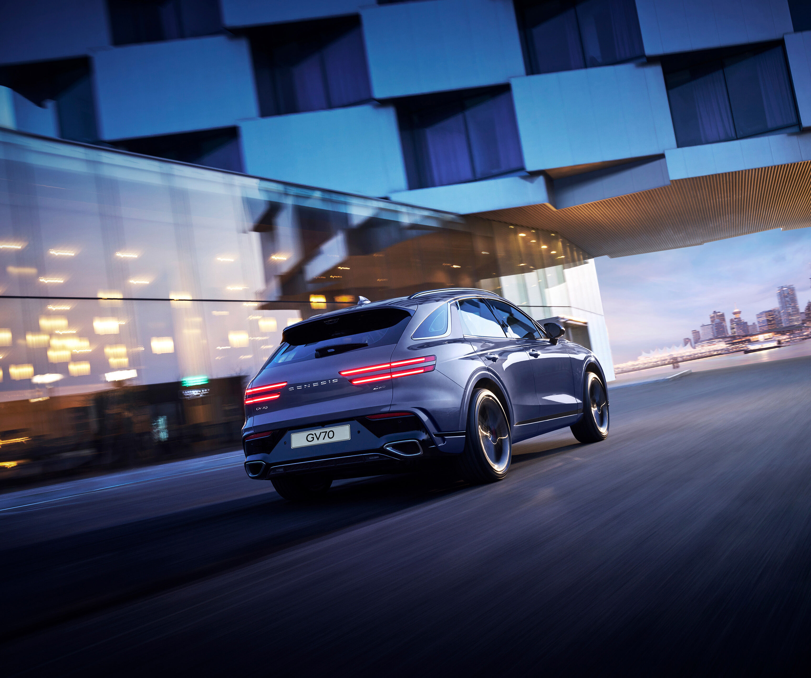 This is a view from the rear of the GV70.