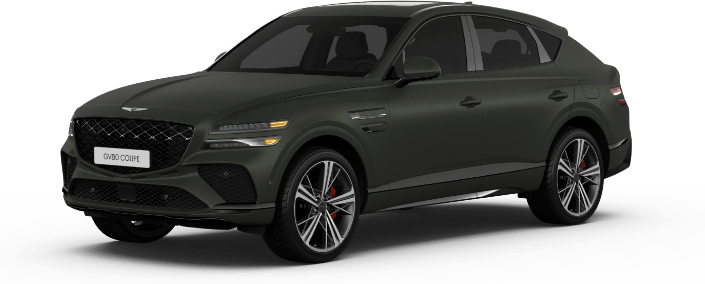 Un GV80 Coupé en Vert Storr au fini mat.