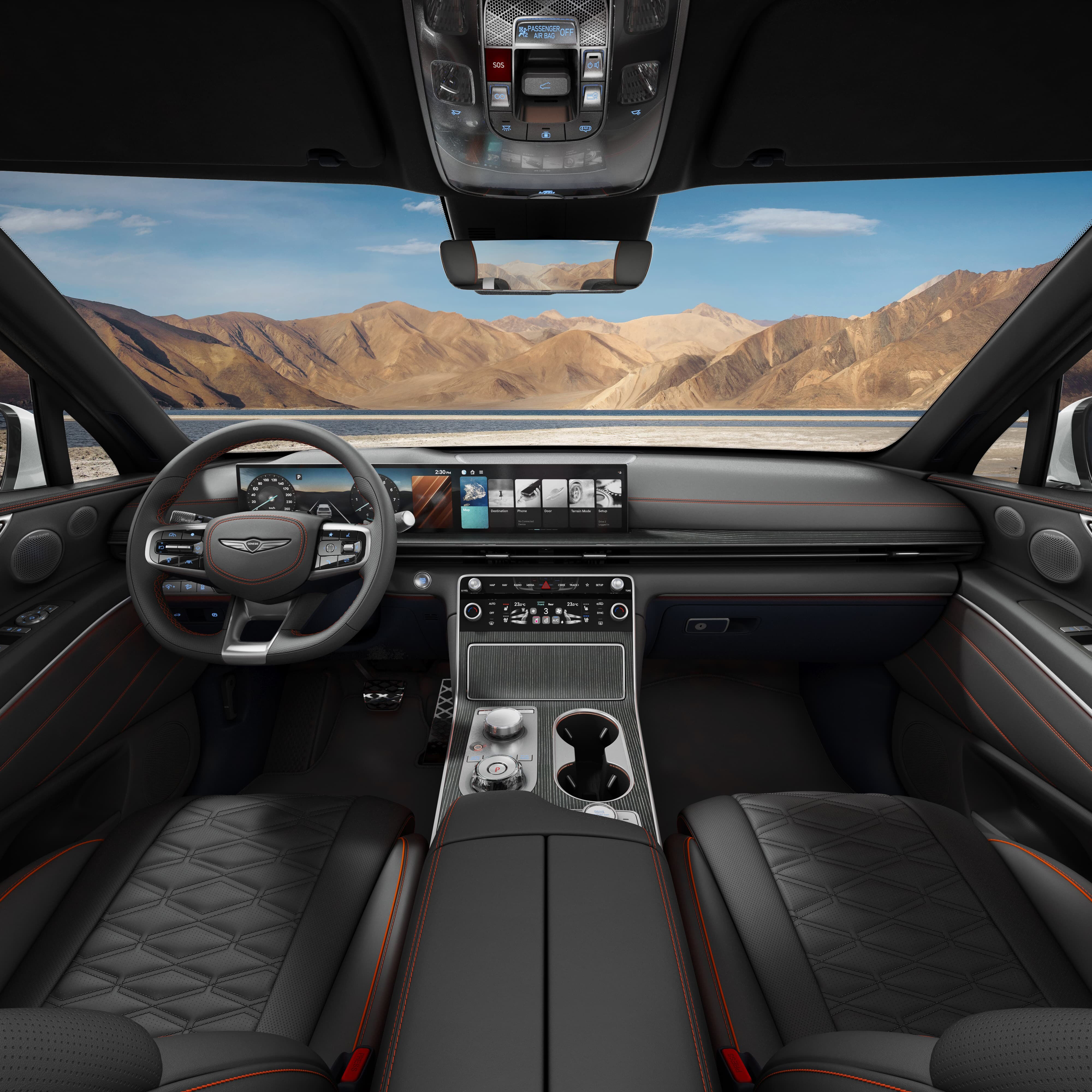 L'intérieur Noir obsidienne monochrome du GV80 Coupé.