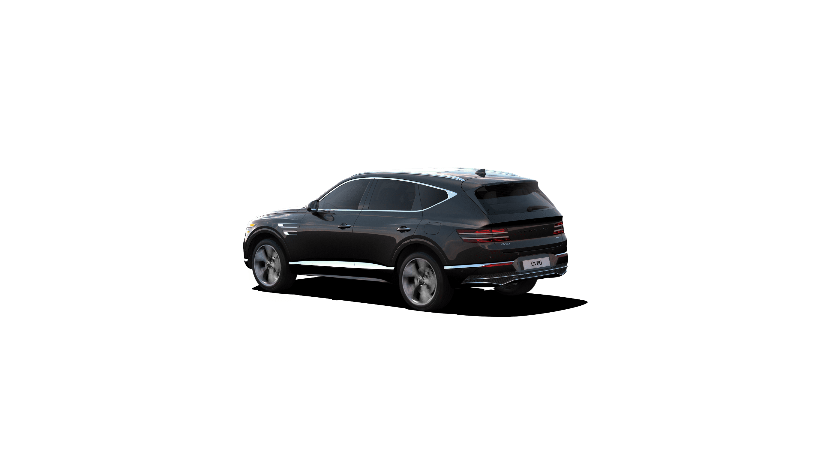 Vik Black GV80 driving on a road against a dark background.