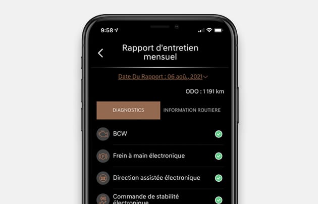 diagnosis screen on smartphone