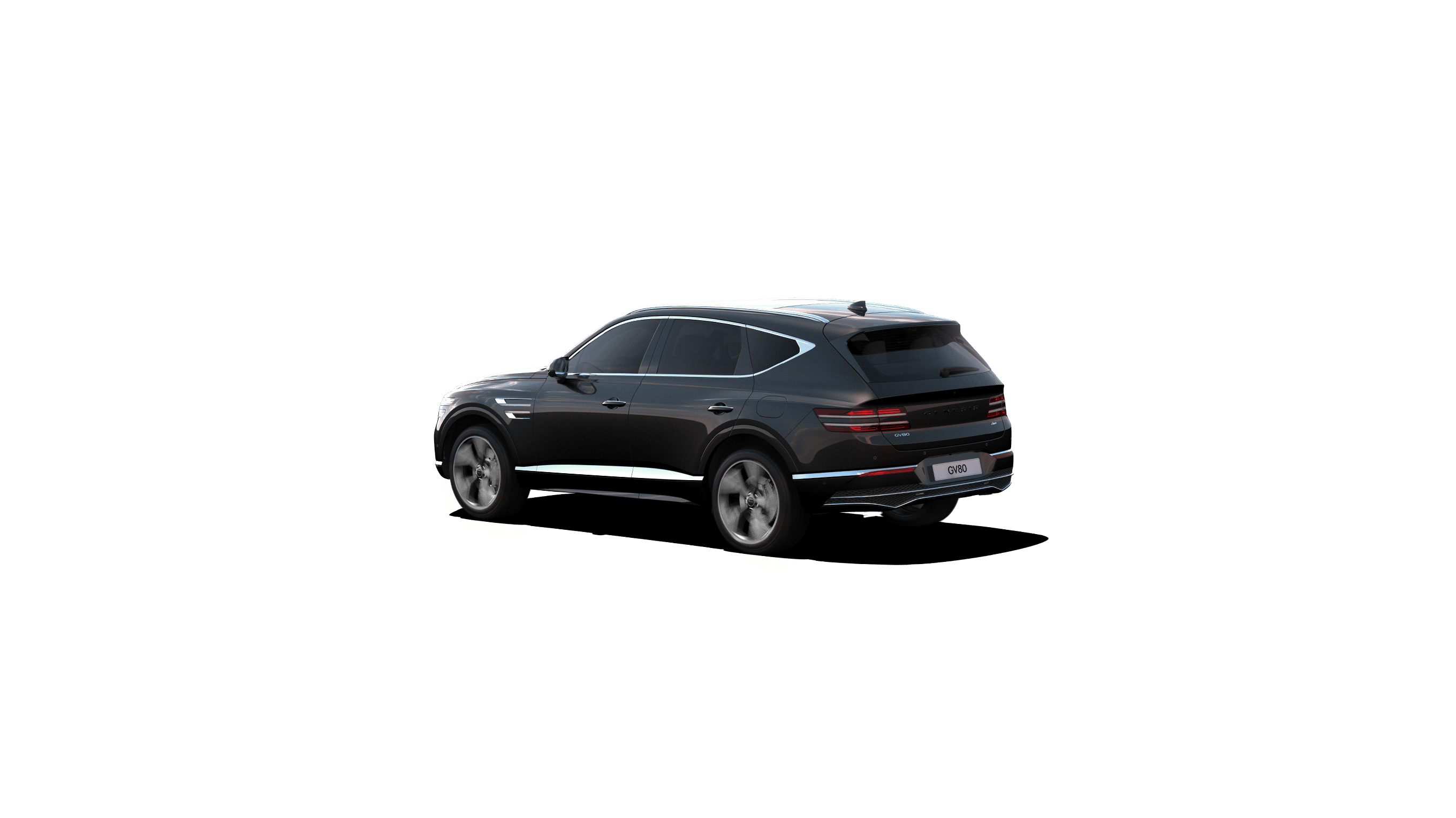 Vik Black GV80 driving on a road against a dark background.