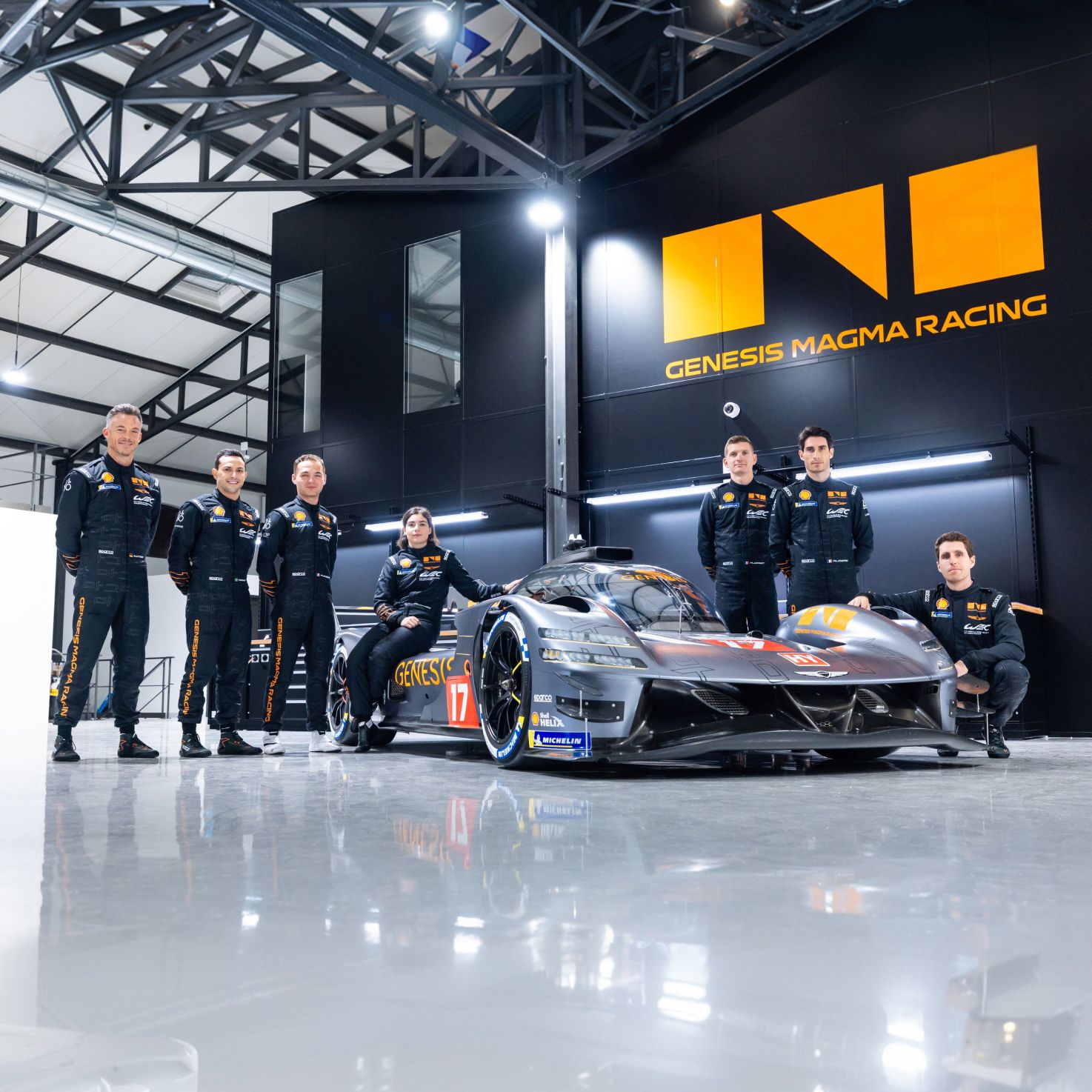 Seven WEC drivers with the GMR-001 hypercar
