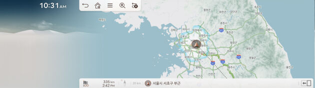 내비게이션 전기차 주행가능거리 표시화면