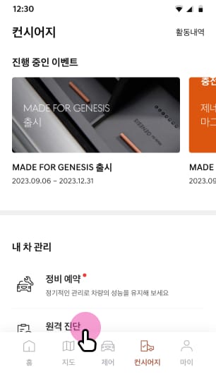 컨시어지 > 내 차 관리 > 원격진단