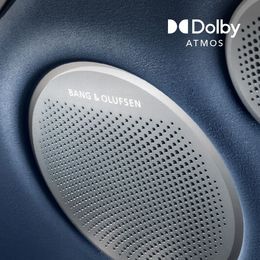 The speaker with the Bang & Olufsen logo is zoomed in.