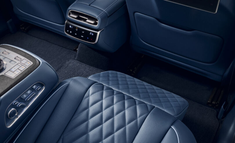 View the legrests in the back seat and the floor face of the vehicle.
