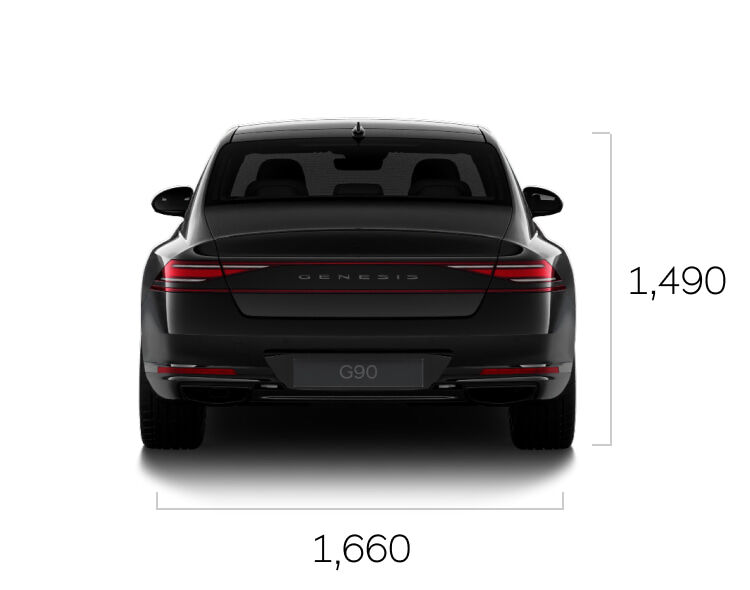 Rear view of the G90 Long Wheel Base Black.