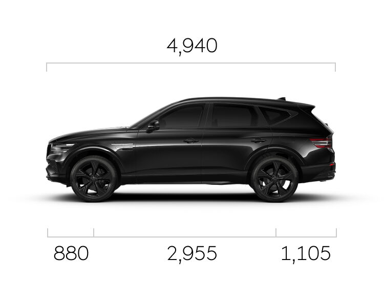 Front, side, and rear of Vik Black GV80 Black.