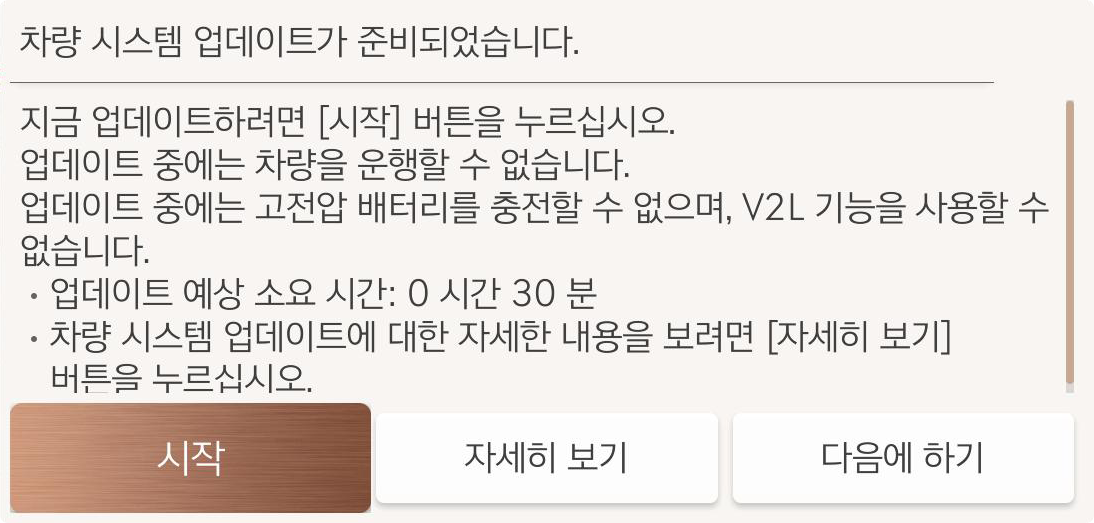 업데이트 승인(시동 OFF) 화면 이미지