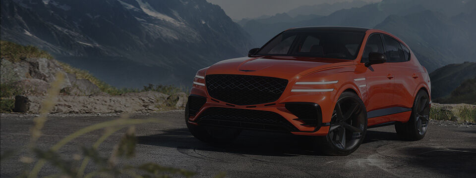 The front view of the Genesis GV80 Coupe concept car is shown.