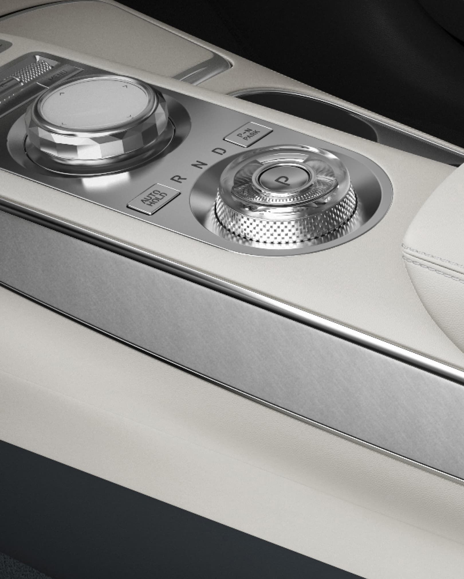 Within the Glacier White color scheme interior, the textured Fog Brush Aluminum Trim gently shines.