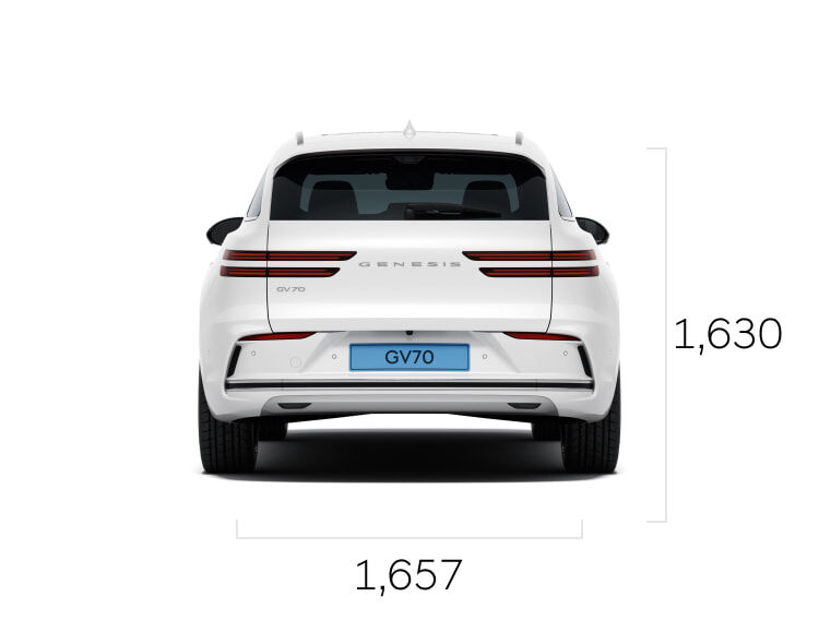 The rear of the Electrified GV70 is shown.