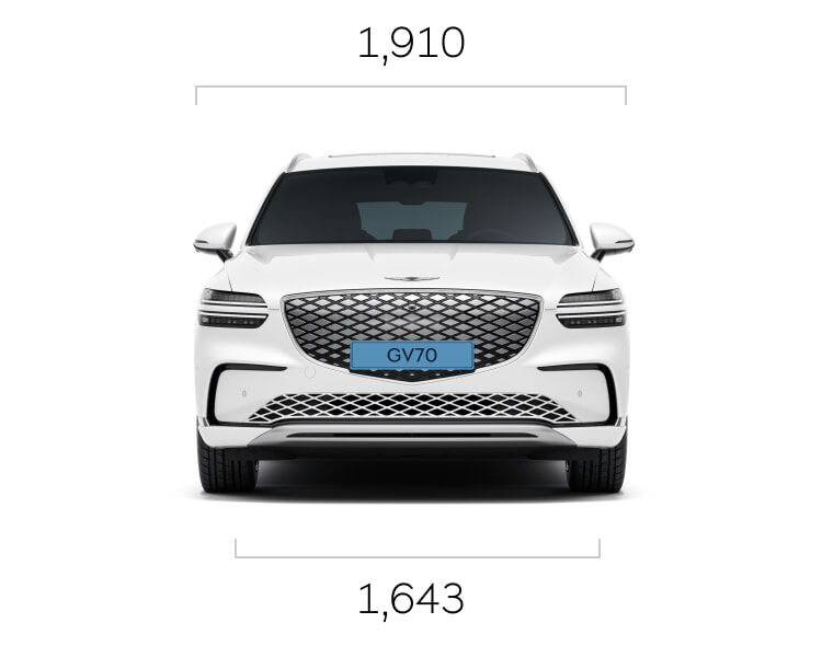 The front view of the Electrified GV70 is visible.