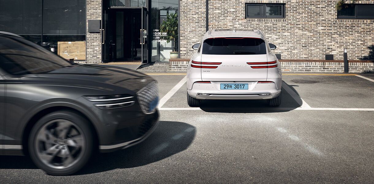 Genesis Electrified GV70 rear cross-traffic collisionn-avoidance assist