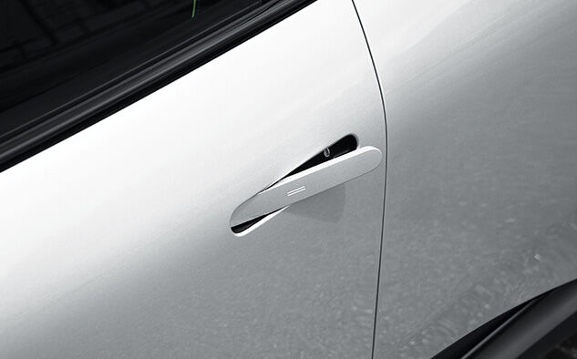 The exterior auto flush handle sticks out.