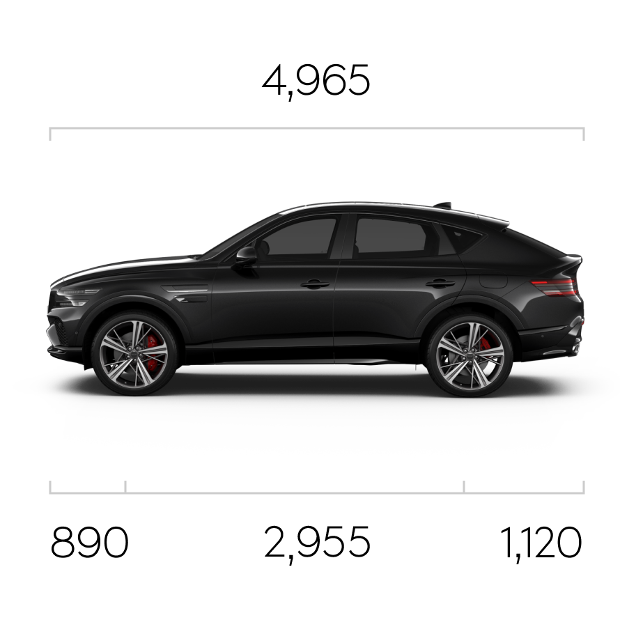 Front, side, and rear of Vik Black GV80 Coupe.