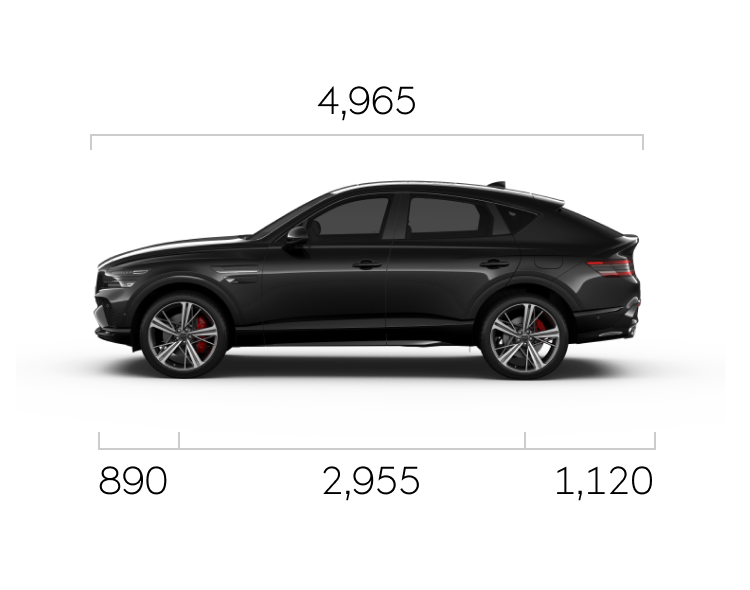 Front, side, and rear of Vik Black GV80 Coupe.