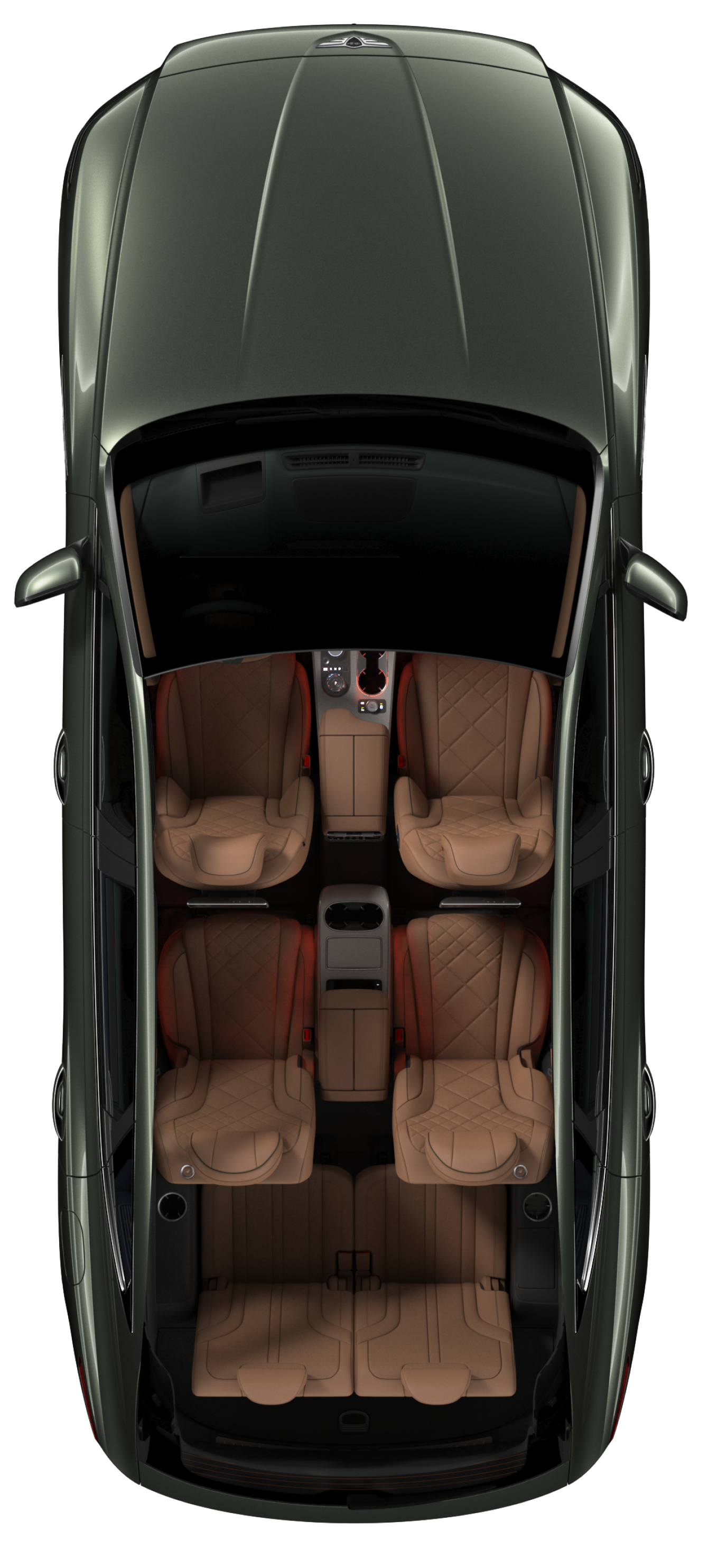 The roof of Storr Green GV80 is transparent to show the interior with 6 seats.