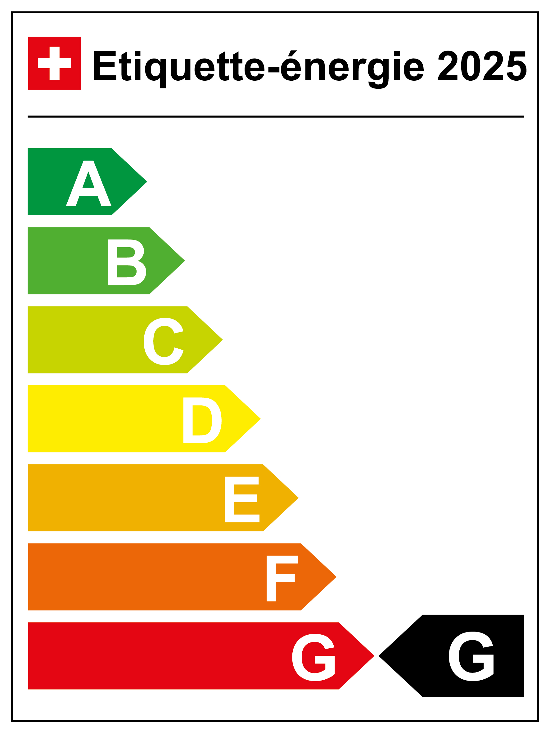 Etiquette énergétique suisse classe G en français
