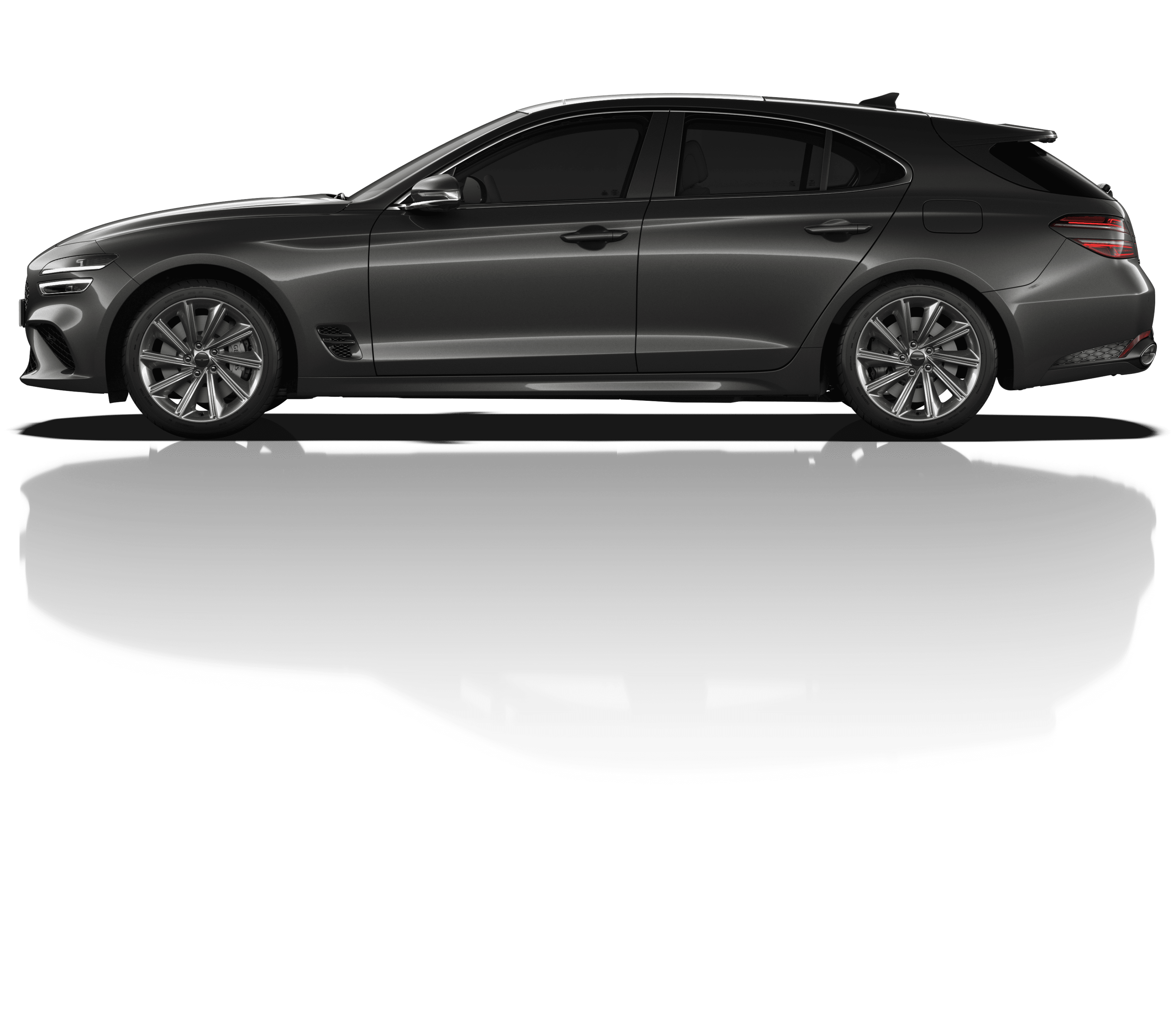  side view of the G70 Shooting Brake, highlighting its sleek profile and bold character lines.