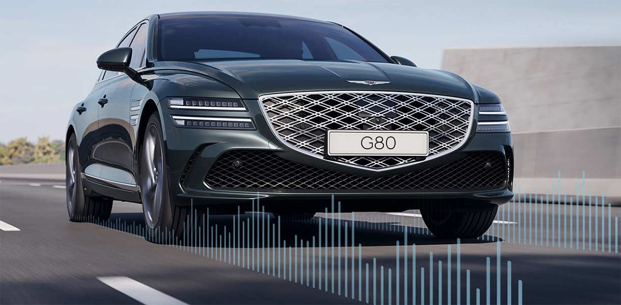 Cabin serenity is heightened with intelligent active noise cancelling, where the G80 employs inverted sound wave technology to keep the outside world from intruding.