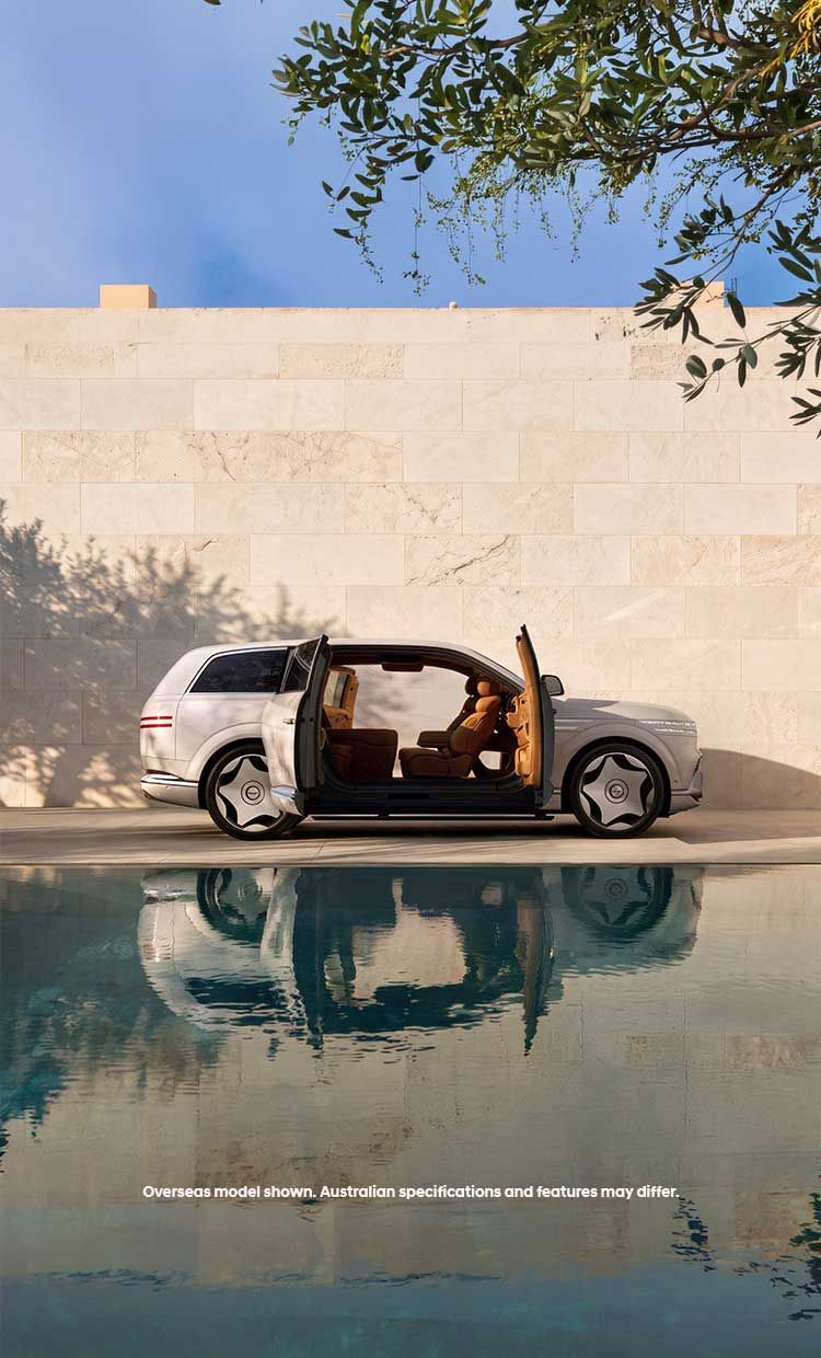 Experience the luxurious Genesis GV90 electric SUV showcasing innovative coach doors, premium leather seating, spacious cabin design, and sophisticated craftsmanship that redefines modern luxury mobility.