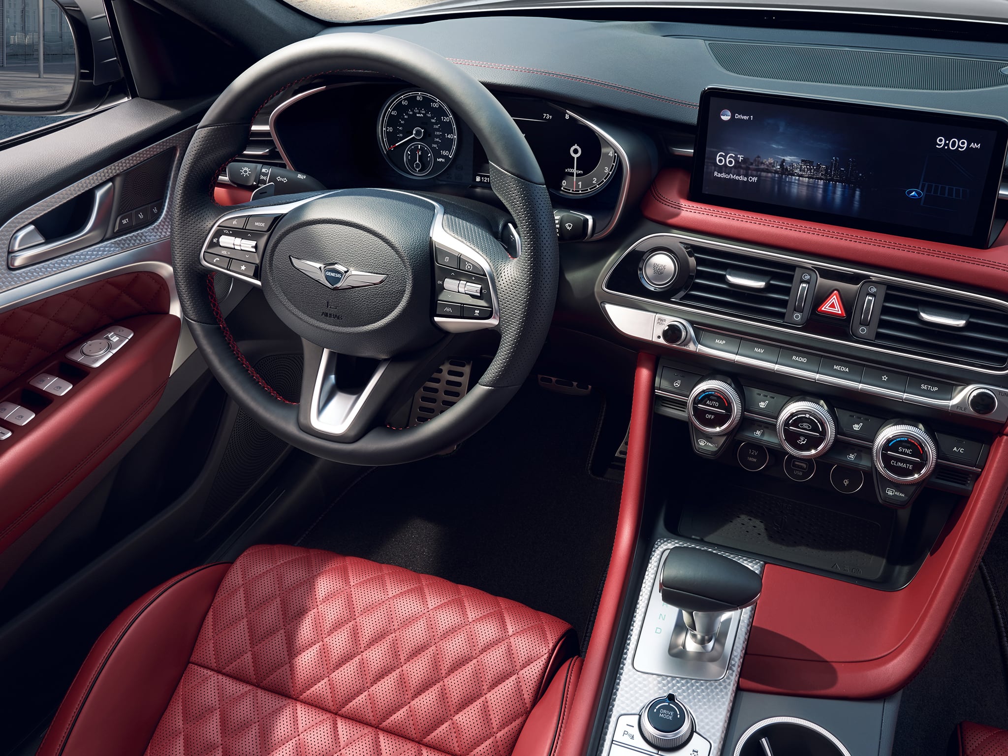 2022 Genesis G70 with a driver focused interior and digital gauge cluster.