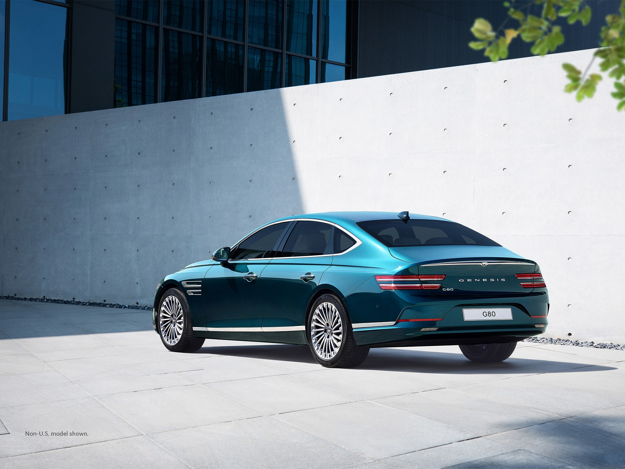 2023 Electrified G80 exterior shown in Matira Blue