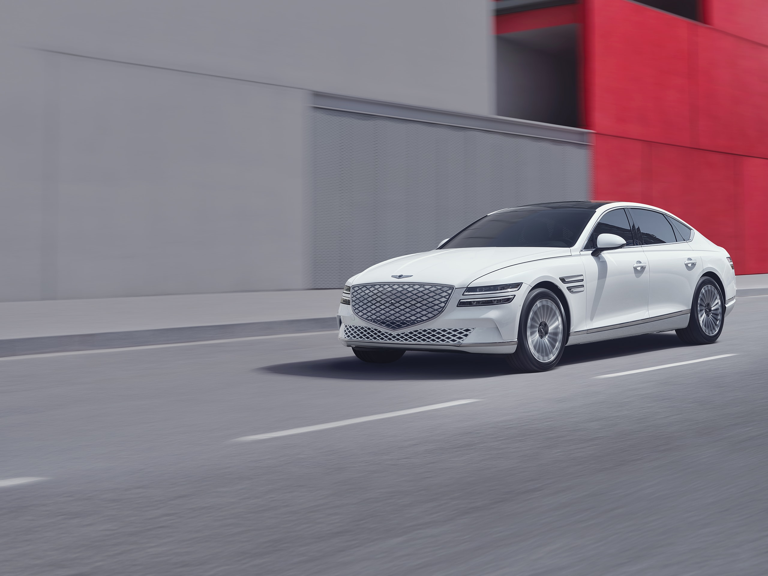 2023 Electrified G80 shown in Uyuni White