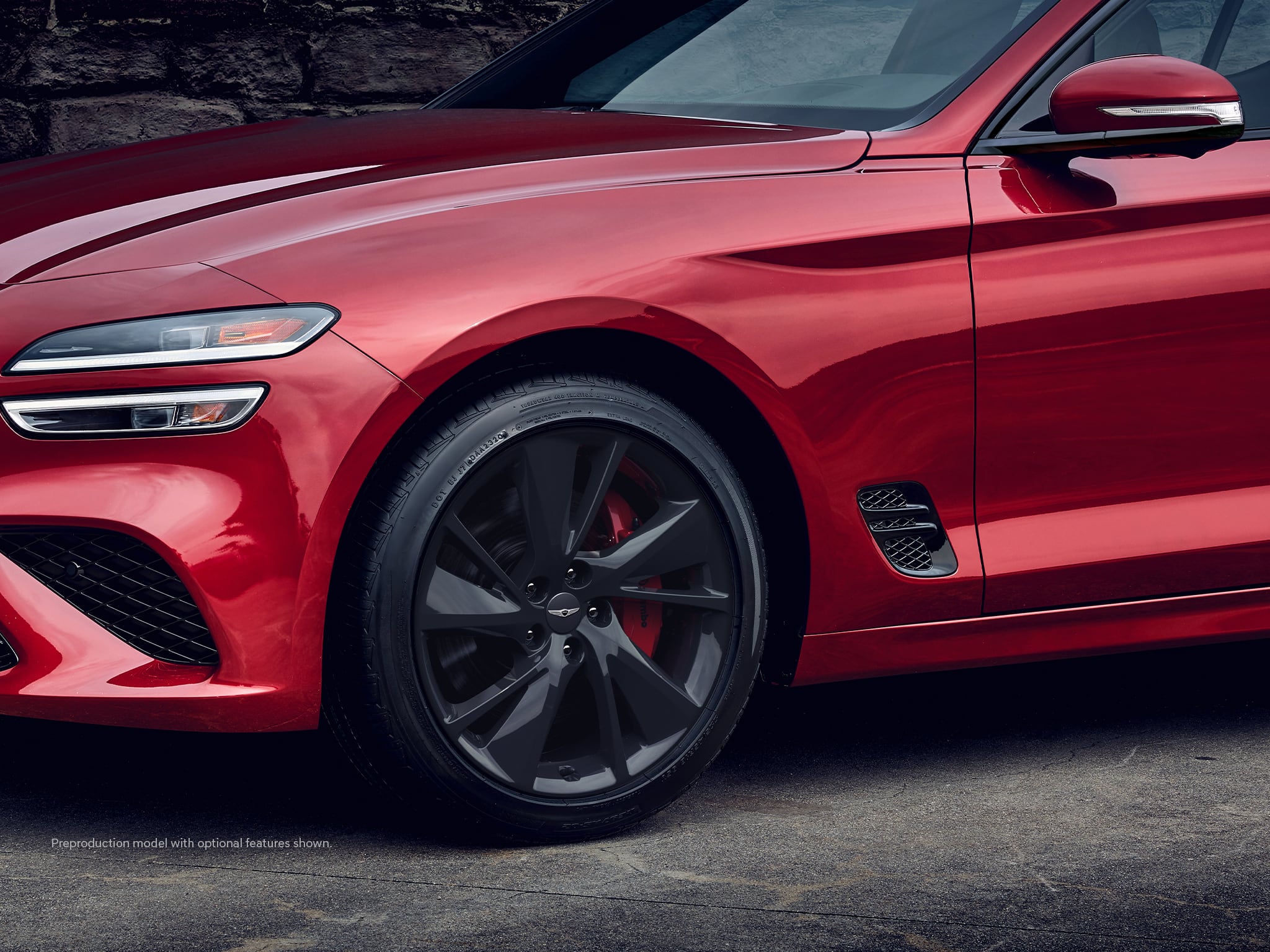 2023 Genesis G70 shown in Havana Red.