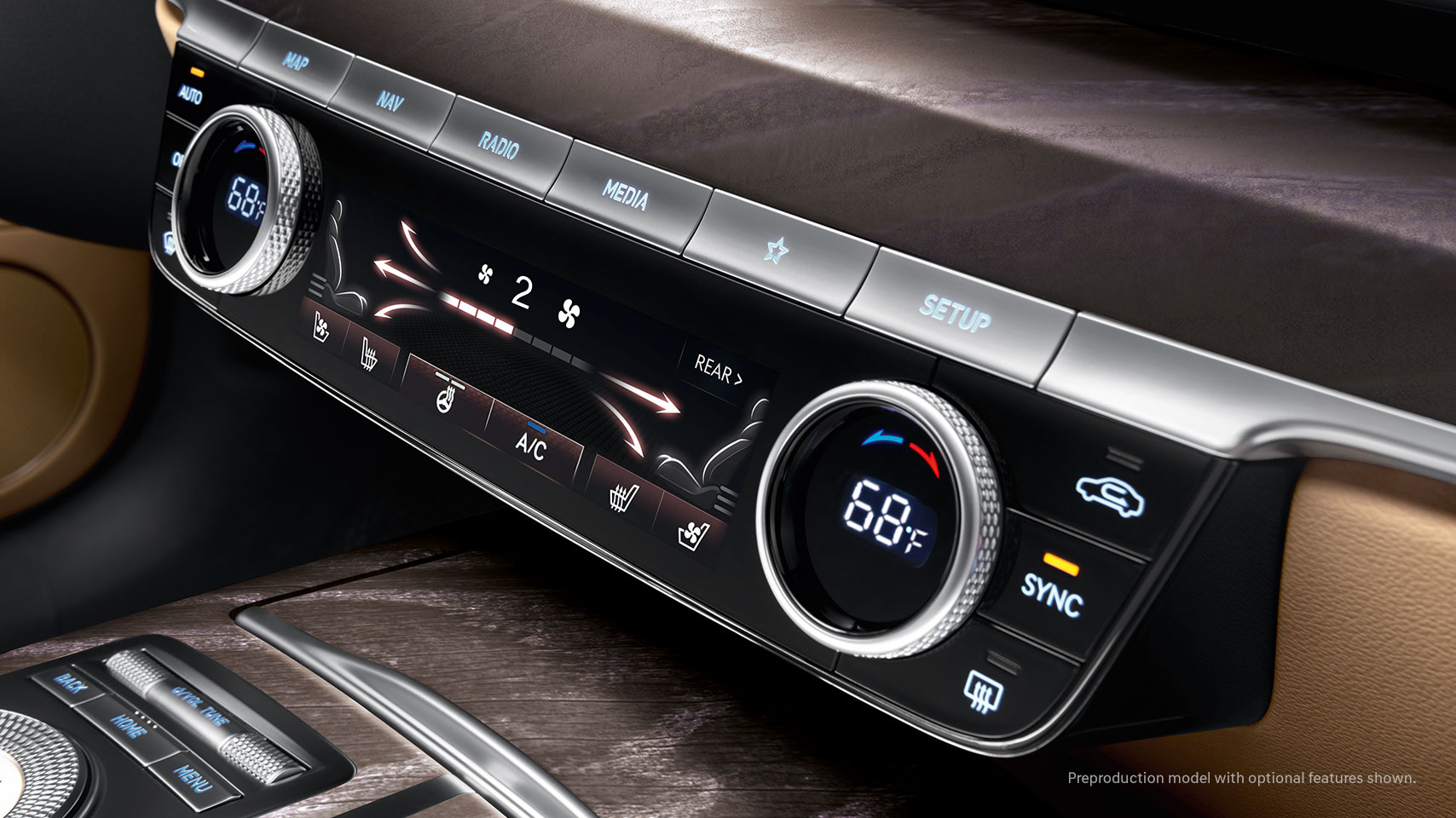 2023 Genesis G80 interior climate controls.