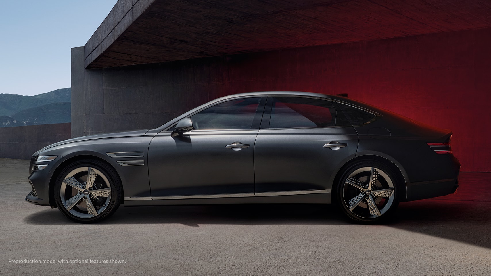 2023 Genesis G80 shown in Makalu Gray Matte.