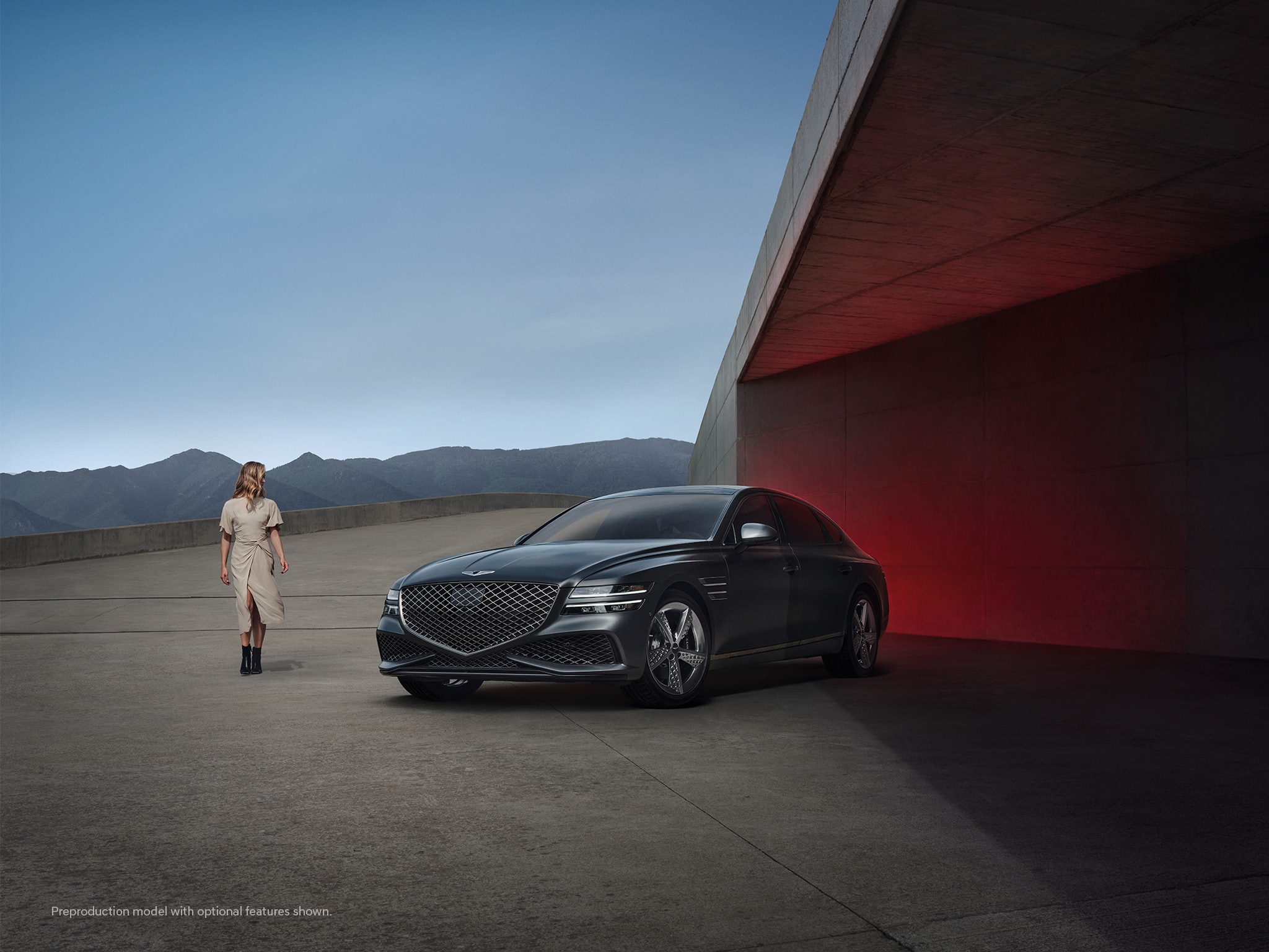 2023 Genesis G80 shown in Makalu Gray Matte.