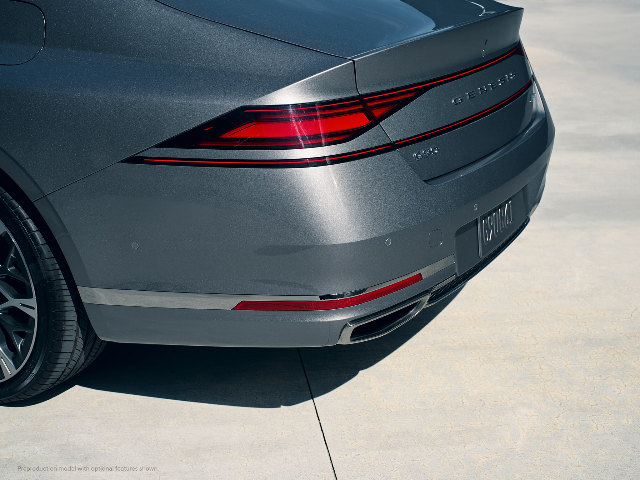 2023 Genesis G90 rear shown in Savile Silver.