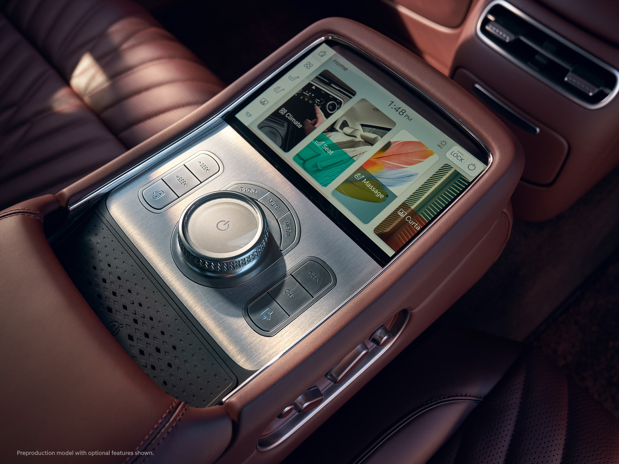 2023 Genesis G90 interior center console.